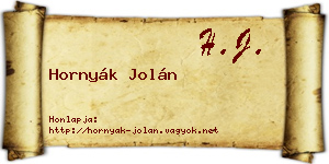 Hornyák Jolán névjegykártya